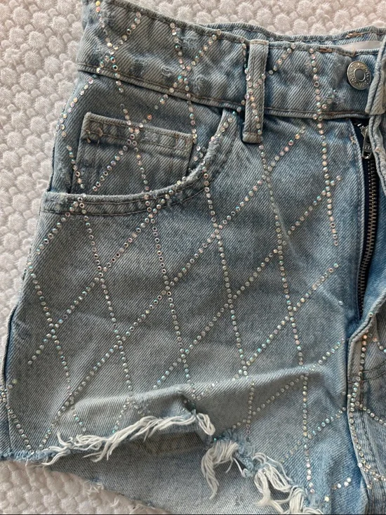 Zara Rhinestone Curved Shorts - Picture 3 of 6